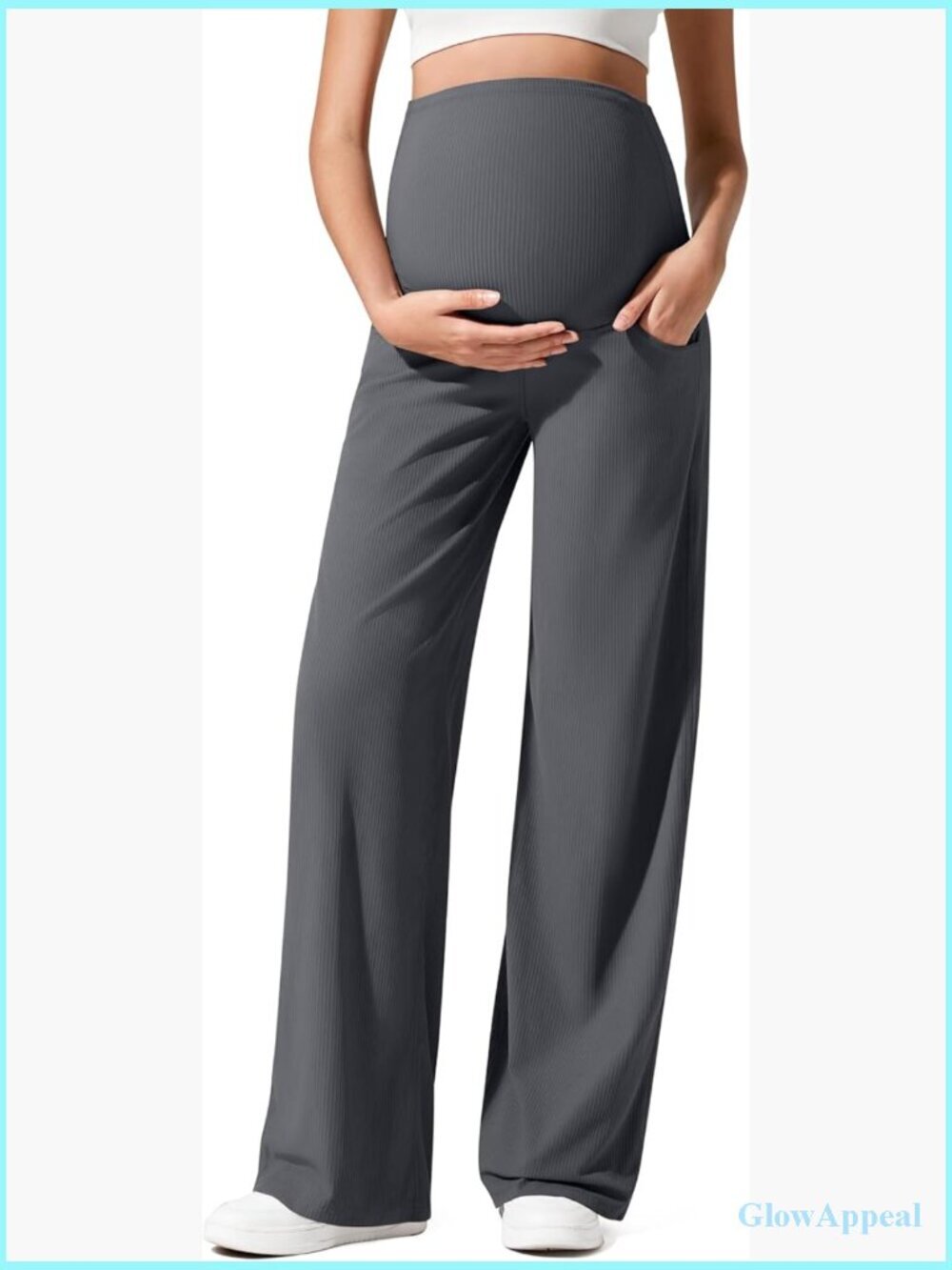 Maternity Yoga Pants with Pockets Wide Leg Lounge Trousers